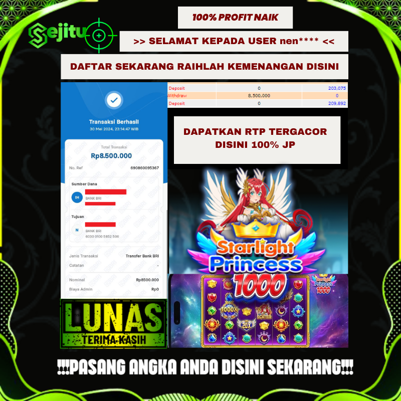 MEMBER MENANG JACKPOT DI STARLIGHT PRINCES 1000 PRAGMATIC PLAY DENGAN MODAL MINIMUM