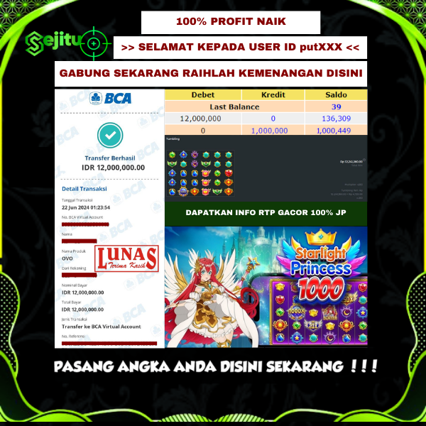 PEMENANG JACKPOT SEJITU GAME PRAGMATIC PLAY