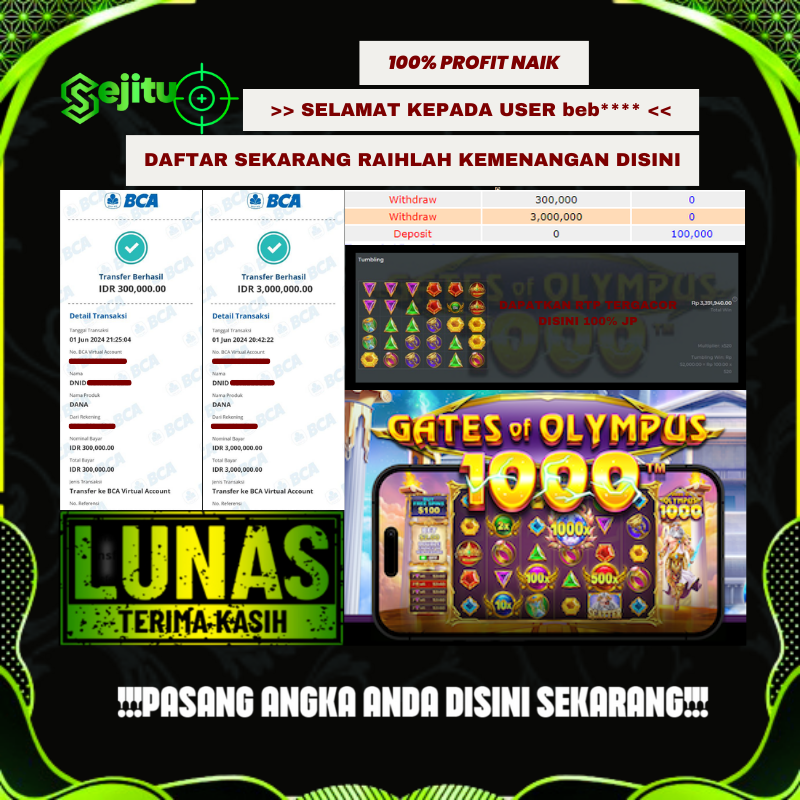 MEMBER MENANG JACKPOT DI GATES OF OLYMPUS 1000 PRAGMATIC PLAY DENGAN MODAL MINIMUM