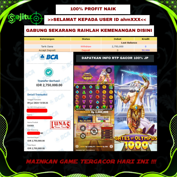 PEMENANG JACKPOT SEJITU GAME PRAGMATIC PLAY