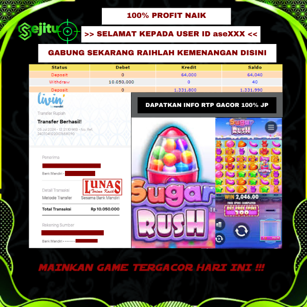 PEMENANG JACKPOT SEJITU GAME PRAGMATIC PLAY