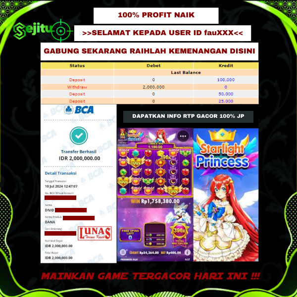 PEMENANG JACKPOT SEJITU GAME PRAGMATIC PLAY