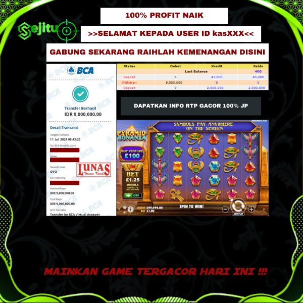 PEMENANG JACKPOT SEJITU GAME PRAGMATIC PLAY