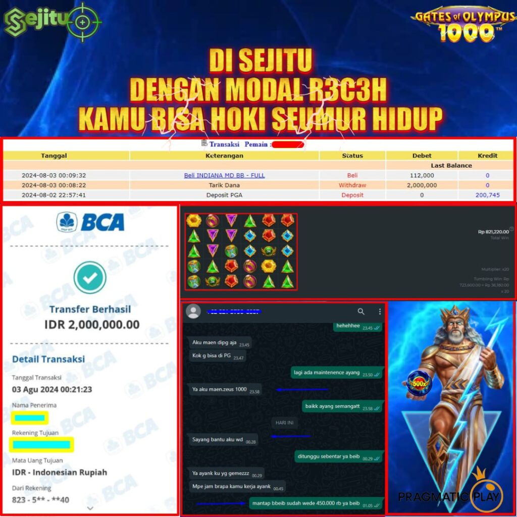 PEMENANG JACKPOT SEJITU GAME PRAGMATIC PLAY