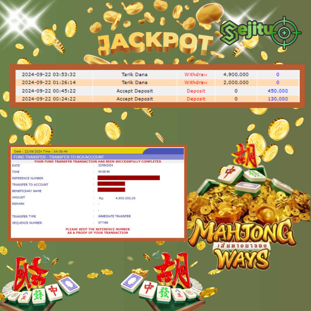 PEMENANG JACKPOT SEJITU GAME MAHJONG WAYS PG SOFT