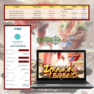 PEMENANG JACKPOT SEJITU GAME DRAGON LEGEND PG SOFT