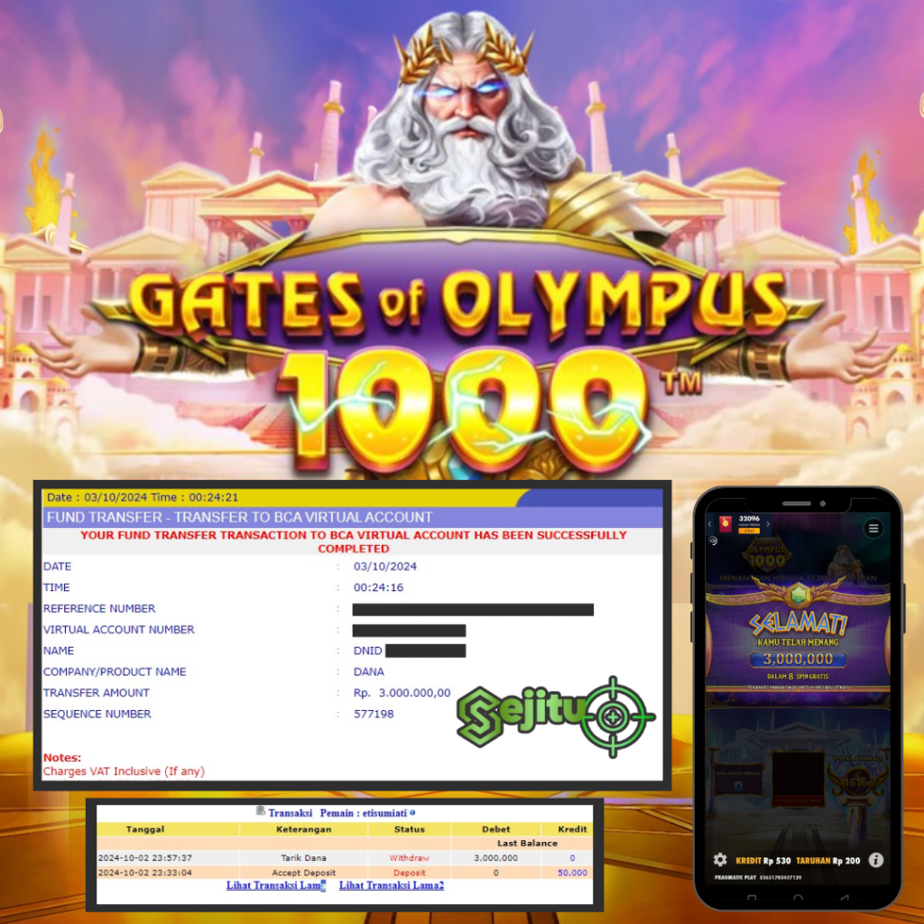 PEMENANG JACKPOT SEJITU GAME GATES OF OLYMPUS 1000 PRAGMATIC PLAY