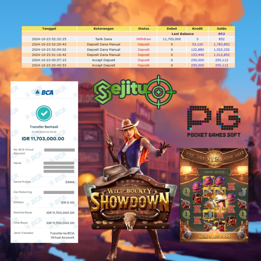 PEMENANG JACKPOT SEJITU GAME WILD BOUNTY SHOWDOWN PG SOFT