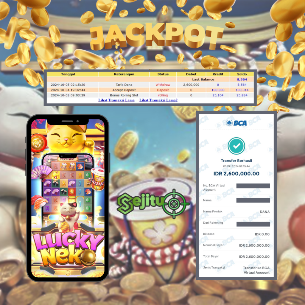 PEMENANG JACKPOT SEJITU GAME LUCKY NEKO PG SOFT