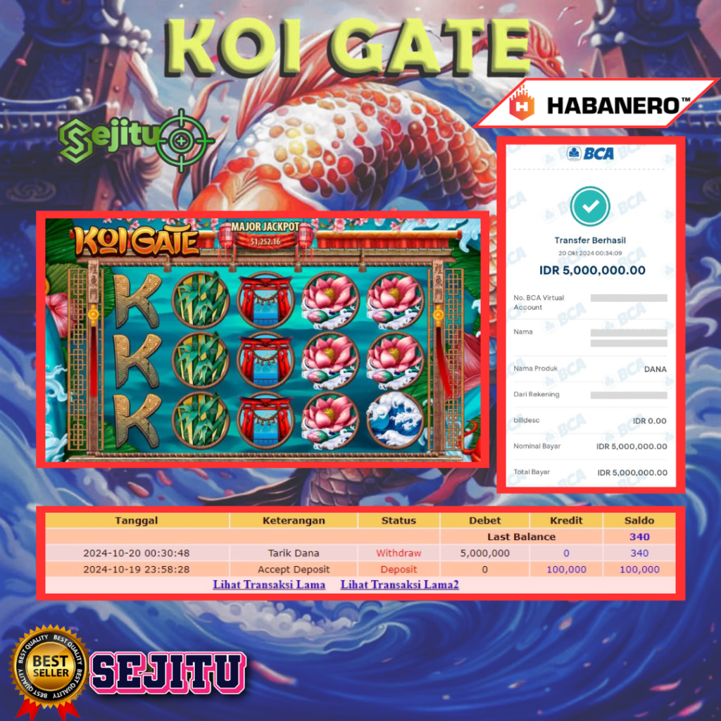 PEMENANG JACKPOT SEJITU GAME KOI GATE HABANERO